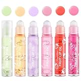 Gireatick Set di 6 oli per labbro a sfera con aromi fruttati, balsamo per labbra idratante a lunga durata, lucido per tutte le età, lucidalabbra trasparente per labbra secche e screpolate