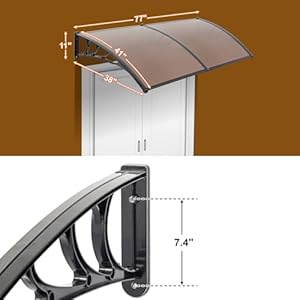 Outvitawindowawningdoorcanopy40x80wholepiecepolycarbonatecoverfrontdooroutdoorpatioawningcanopyuvrainsnowsunlightprotectionhollowsheetbrownboardblackbracket Urban Country Home Decor Outvita window awning door canopy 40x 80 whole piece polycarbonate cover front door outdoor patio awning canopy uv rain snow sunlight protection hollow sheet brown board black bracket urban country home decor