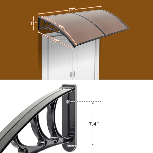 Outvitawindowawningdoorcanopy40x80wholepiecepolycarbonatecoverfrontdooroutdoorpatioawningcanopyuvrainsnowsunlightprotectionhollowsheetbrownboardblackbracket Urban Country Home Decor Outvita window awning door canopy 40x 80 whole piece polycarbonate cover front door outdoor patio awning canopy uv rain snow sunlight protection hollow sheet brown board black bracket urban country home decor