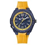 NAVIFORCE - Orologio da uomo al quarzo, stile sportivo, con lancette luminose, impermeabile 5ATM, con cinturino in silicone, orologio da moda da uomo, Giallo, Classico