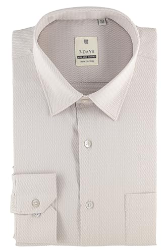 Image of 7-DAYS Men's Premium Formal Shirts - Regular Fit, Full Sleeve, 100% Pure Cotton, Self-Design, with Pocket - Stylish Office Shirts for Men