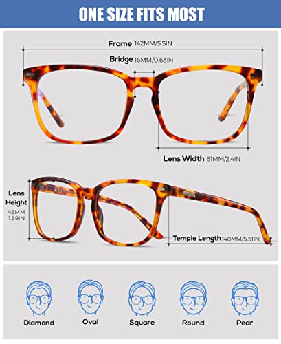 Image of DUCO Retro Square Blue Light Glasses For Men Blue Ray Blocking Glasses Computer Gaming Glasses Nylon Lens Acetate Frame Tortoise 8302