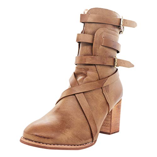 Rome Boots,Women Retro Square Heels Ziper Shoes