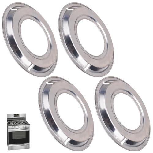 4 Pcs 5303131115 540T014P01 and RGP 300 Replacement Round Range Gas Stove Drip Pans for Frigi-daire, Ap-pan Round Gas Pans, Each Drip Pan Has 3 Openings Replace 540T014P04, 540T014P05, AP2137021