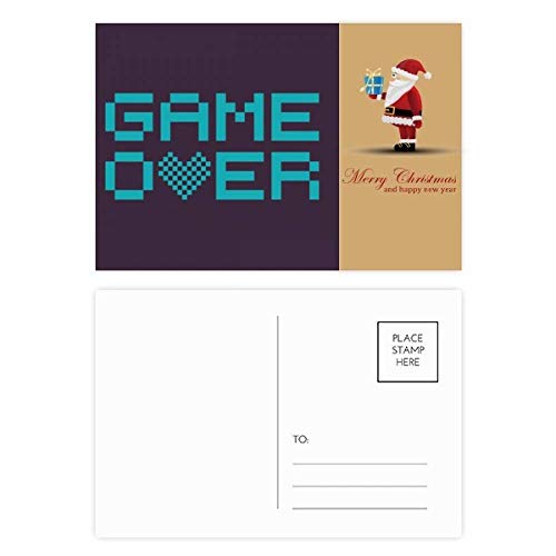 Cartes postales Blue Game Over Pixel à envoyer aux passionnés de jeux vidéo pour Noël