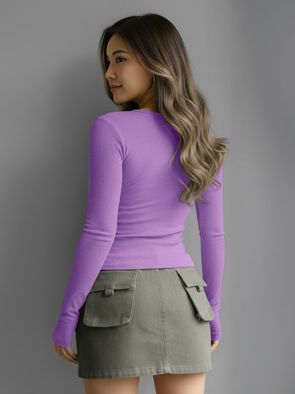 Image of Dream Beauty Fashion Women's Long Sleeve Slim Fit Top /T-Shirt Henley Neck Casual (BZF-Top-Saiyaara-1)