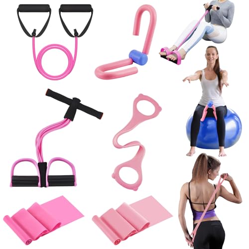 6 Pcs Fitness Resistance Exercise Bands 6 Tube Pedal Puller
