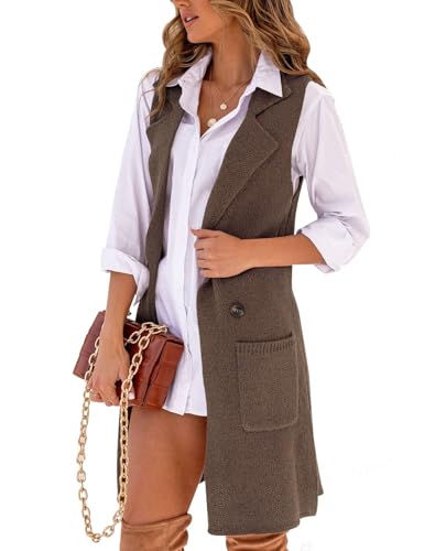 Image of IDEALSANXUN Womens Long Sweater Vest Fall Winter Sleeveless Knit Cardigan Outerwear