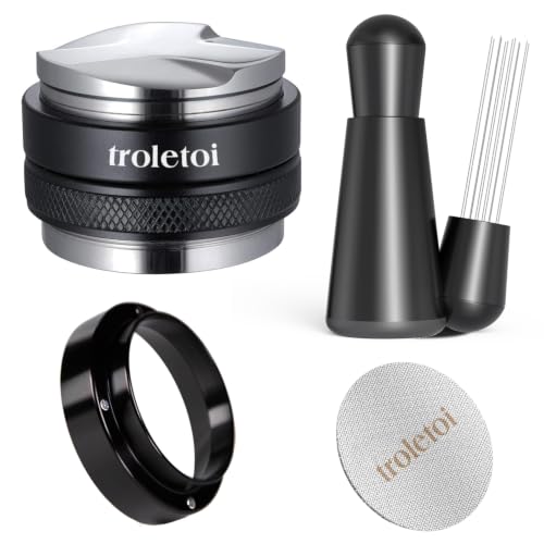 troletoi 54mm Espresso Accessories Kit Coffee Distributor & Tamper Leveler WDT Tool Dosing Funnel and Puck Screen Fits Sage 54mm Espresso Machines Barista Espresso Machine Accessories