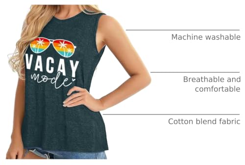 Image of Vacay Mode T Shirts for Women Summer Beach Hawaii Vacation Short Sleeve Tops Holiday Cruise Getaway T Shirts