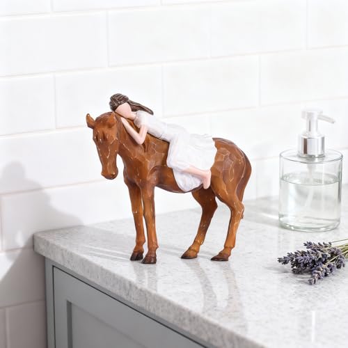 Figura de Resina Caballo y Niña Decoración Hogar miniatura 5