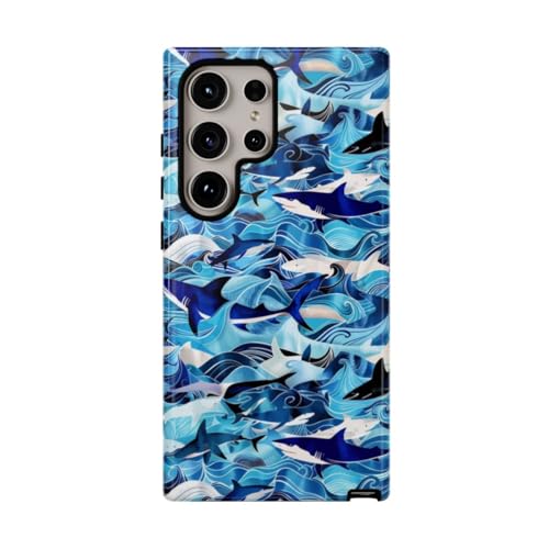 Coque vagues océan bleu et requins Samsung S24 Ultra idéale en vacances