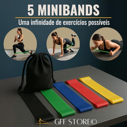 Kit 17 Peças Elástico Extensor + Miniband Treino Em Casa Exercício Físico Academia Fisioterapia Musc