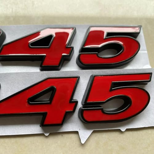 Image of Pair Set 345 Passenger & Driver Side Emblems 3D Badge Sticker Nameplates (Black Red)