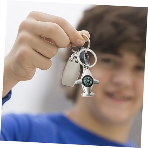 Set 4 piezas brújula llavero metálico para camping miniatura 6