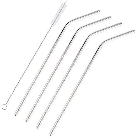 Set de 4 pitillos reutilizables de acero inoxidable 26.7 cm miniatura 1