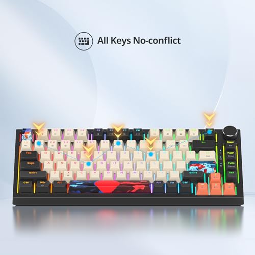 Image of Fogruaden Wired 75 Percent Gaming Keyboard, RGB Backlit 75% Percent Mechanical Keyboard, Gasket Mount TKL Mechanical Keyboard, Hot Swappable Red Switch, NKRO Compact Gaming Keyboard with Volume Knob