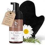 Self Tanner Tanning Mousse Kit - USA Made with Natural & Organic Ingredients, Self Tanner Mousse and Mitt, Tan Kit, Fake Tan Tanning Foam, Fair to Medium, Sunless Tanners Best Sellers