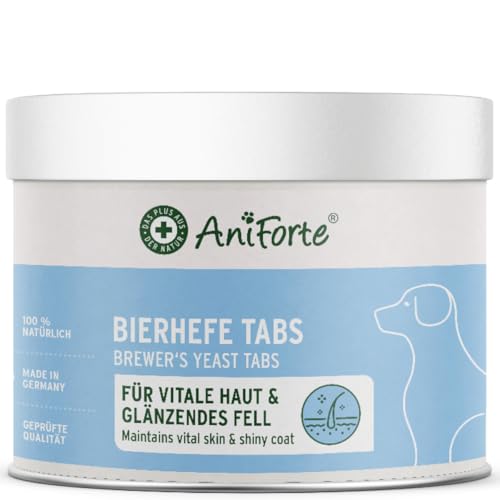 AniForte Bierhefe Hund Tabletten 500 Stück – Vitamin B für Hunde, mit Folsäure & Biotin, für glänzendes & kräftiges Fell, Vitale Haut, natürliche Vitamintabletten