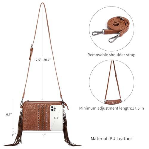 SENDEFN Fashion Women Fringe Crossbody Handbag PU Leather Hobo Bag Tassel Purse Vintage4