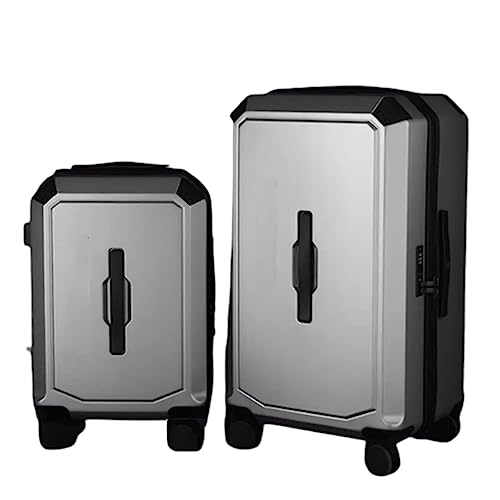 Travel Luggage Sets, Set of 2 Pieces of Suitcases with Wheels, Large-Capacity Storage Space, Multi-Level Adjustment Lever, Suitcase for Women (Silver)