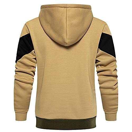 Image of DUOFIER Men's Hoodies Zip Front Sweatshirt Color Blocking Hooded