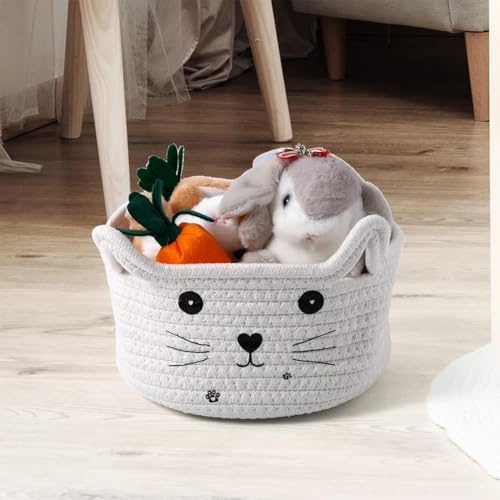 Aufbewahrungskorb Baby Spielzeug,Aufbewahrungskorb Aus Baumwollgewebe,Waschekorb Geflochten Kinder Katze,Katzen-Aufbewahrungsbox Aus Baumwolle,Zur Aufbewahrung Geeignet Spielzeugkorb,12*21*12CM,Kiuiom