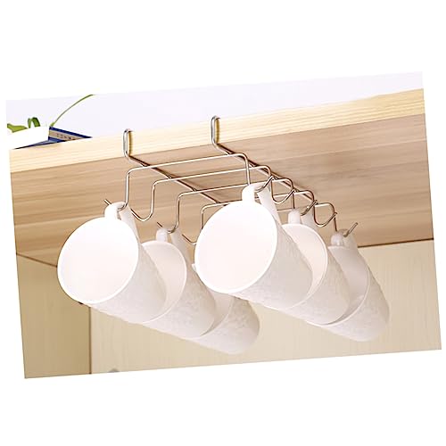 FONDOTIN Demount Cup Rack 304 Stainless Steel No Nail Design 10 Hooks for Kitchenware Space-Saving Kitchen Storage Rack for Wine Coffee Cups