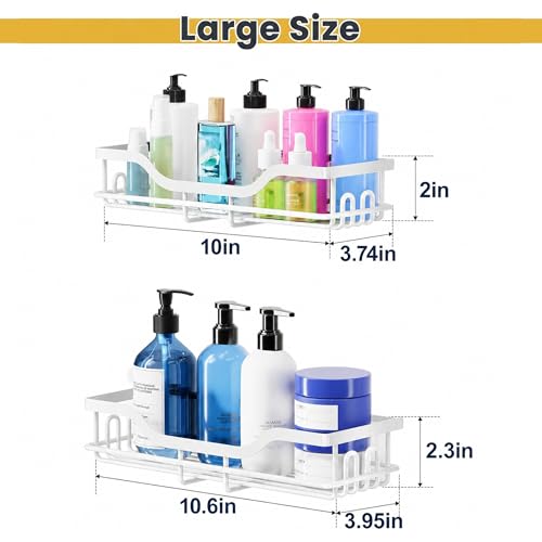 Image of OMAIRA 3-Pack Shower Caddy with Soap Holder, Adhesive Rustproof No-drill Strudy Loading Inside Shower Organizer Shelves Rack Storage Bathroom Organization for Smooth Wall Glass Tile, White (Large)