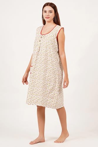 Image of Breezly Woman's Long Short Calf Length Pure Cotton Nighty