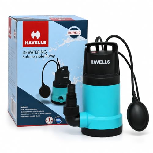 Image of Havells HDWK10 Submersible Dewatering Pump | 244 LPM High Discharge | 9.5M Max Head | Portable Water Drainage Pump | 32mm Outlet | Sumps, Tanks & Flooded Areas | 1 Year Warranty