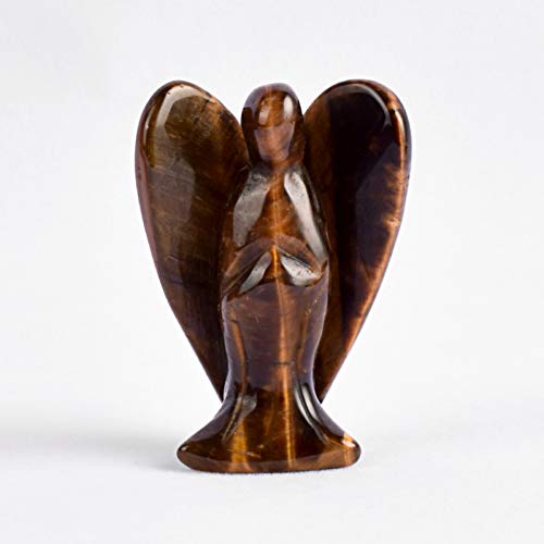 MKYXLN 2 Inch Angel Figurine Miniature Handmade Carved Tiger Eye Mini Animal Statue