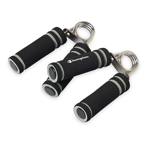 Champion 2-Pack Hand Grip Strengthener (Black) Medium Resistance Grip Strength Trainer with Soft Foam Handles Forearm and Wrist Trainer for Home Gym Workouts Stress Relief & Daily Conditioning