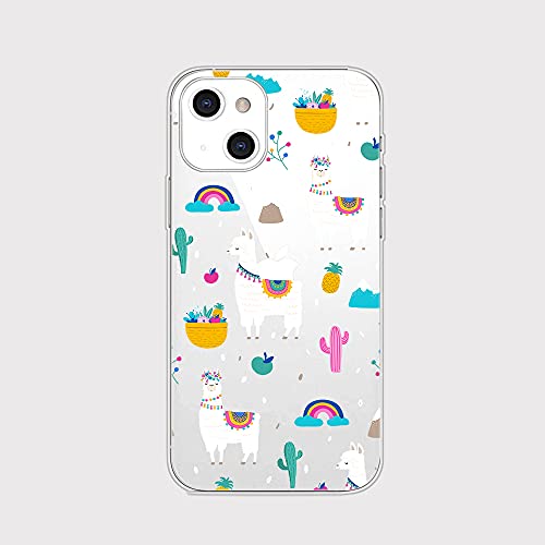 Blingy's Iphone 13 Case (6.1 Inch), Fun Llama Design Cute Alpaca Pattern Cartoon Animal Style Transparent Soft Tpu Protective Clear Case Compatible For Iphone 13 6.1" (Rainbow Llama) #TOP16
