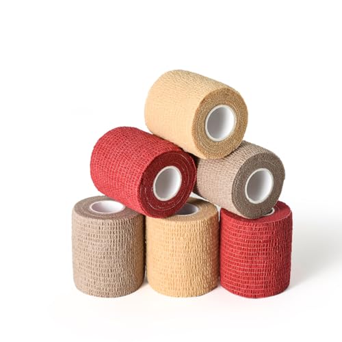 Image of WePet Pet Wrap, Self-Adhesive, Only Sticks to Itself, Non-Woven Tape for Dog Legs, Paws, Wounds, First Aid Cohesive Gauze for Horse, Cat, Bird, Animal, 6 Rolls, 2 Inch, Solid Color A