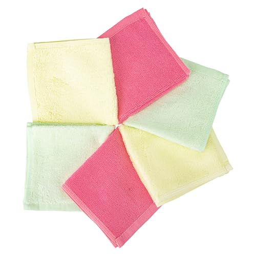 Ko&Pro 100% Bambus Tücher 6er Set 25x25 cm in rot/gelb/grün | Mehrzweck-Reinigungstücher für Hochglanz-Küchen, Bad, Haushalt, Küche & Streifenfreie Fenster | Inklusive DIY-Rezeptesammlung