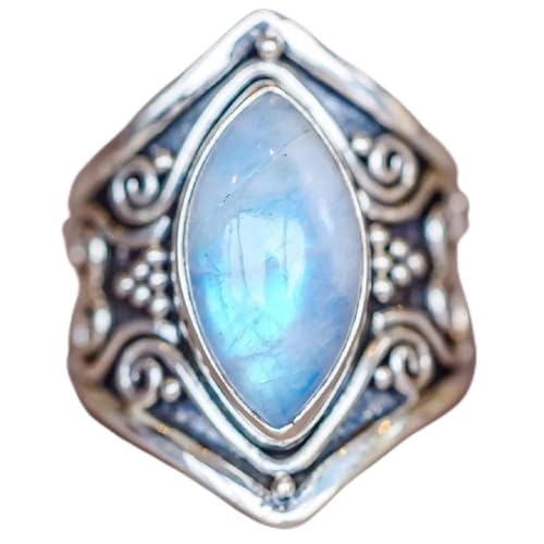 Bague vintage pierre de lune argent S925 pour sublimer vos tenues bohèmes