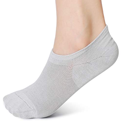 Leotruny Women’s 6 Pairs Bamboo Mesh Design Low Cut Non Slip No Show Socks (C04-Black/White/Light Grey, Women Shoe Size: 6-9) #TOP1