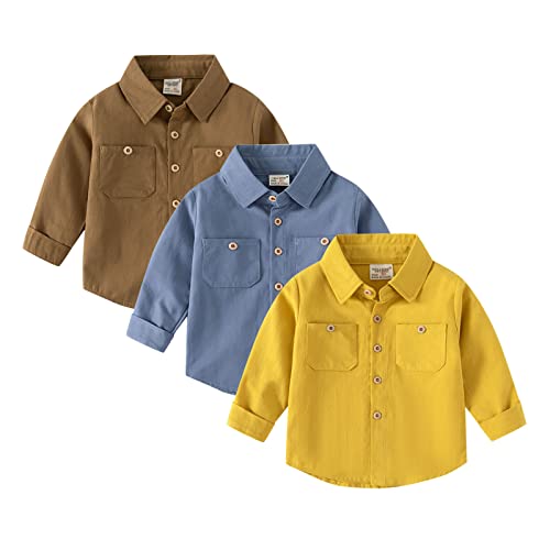 Toddler Kids Baby Boys Girls Jacket Long Sleeve Button Down Lapel Shirt Coat Solid Overcoat Casual Fall Tops Outwear