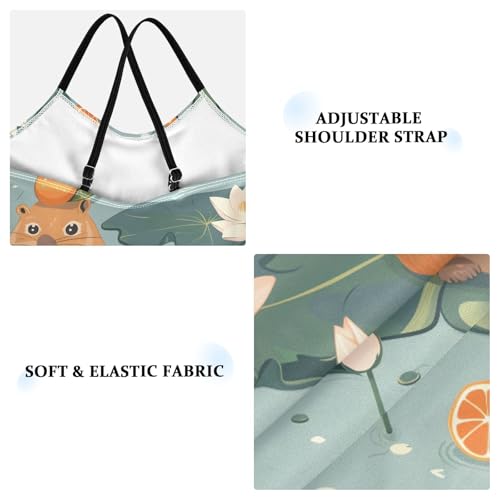 ALAZA Cute Capybara Water Lily Girls One Piece Swimsuit Swimwear Beach Sport Bathing Suit3