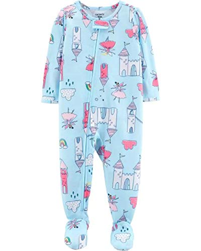 Carter's Baby Girls' 1-Piece Castle Footed Poly PJs - Blue (2T)