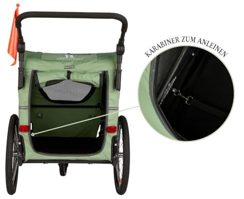 Knuffelwuff Cruvado Hundeanhänger & Buggy | Fahrradanhänger für Hunde bis 45kg | faltbar, leicht & stabil | mit Sicherheitsleine, Reflektoren, Insektenschutz & Universalkupplung