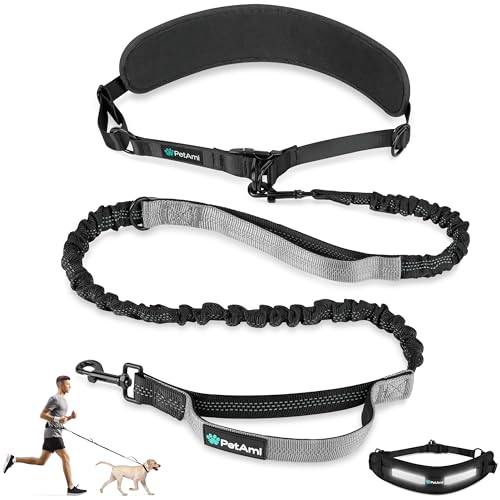 PetAmi Heavy Duty Hands Free Dog Leash, Adjustable Waist Belt for...