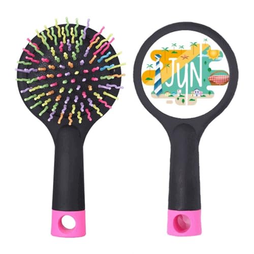 Brosse à cheveux démêlante avec base coussin - Illustration de la saison du mois de juin