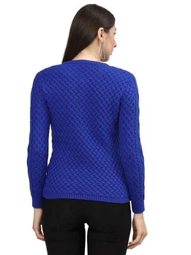 Image of Kalt Women Sweater for Winters Woolen Acrylic Full Sleeve Round Neck Cable Design Cardigan Sweater
