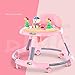 Marchettes pour bébés et activité Centre pour Les garçons et Les Filles, 4-Position réglage de la Hauteur, Anti-Rollover Pliant Enfant en Bas âge Walker,Rose