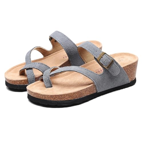 Ladies Summer Plantar Fasciitis Wedge Slippers/Comfy Orthopedic Toe Ring Travel Flip Flops/Casual Orthopedic Beach Sandals