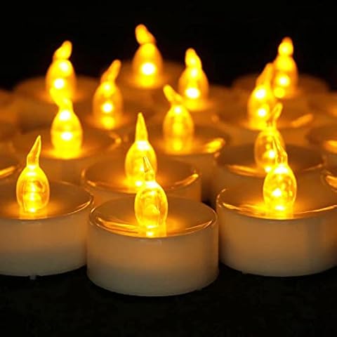 Flameless LED Tea Lights Candles: 100Pack Battery Tea Lights, Realistic and Flickering Tealights, Flameless Votive Candles Operated Warm Yellow Electric Fake Candle for Wedding Party Home Decoration Cover