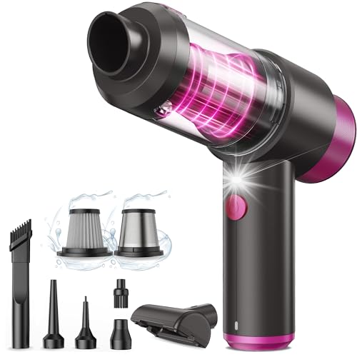 Mecanto Car Vacuum Handheld Vacuum Cleaner, 15000PA Suction, Mini Vacuums with Air Duster and Blower, Portable Hand Held Vacuum for Car, House, Crumbs, Hair (Pink)