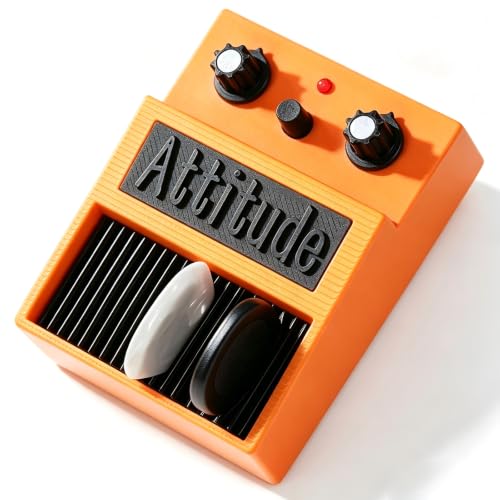 Guitar Pick Holder, Guitar Pedal Style Display Storage Box with Magnetic Base & Flexible TPU Slot, Holds Up to 12 Picks, Fits 0.46-3.0mm Picks, Includes 10 Picks